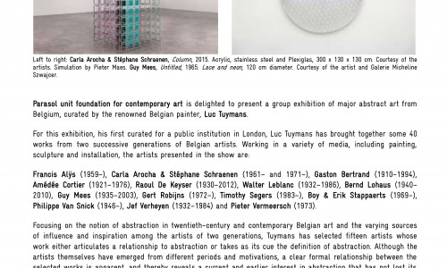 The Gap: Selected Abstract Art from Belgium – Curated by Luc Tuymans for Parasol unit